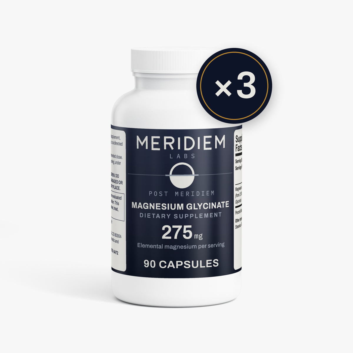 Post Meridiem — Magnesium Glycinate, 3-month supply (three bottles)
